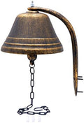 HongK- Upstreet Outdoor Dinner Bell Made For Ranch House Family Front Door Interior Exterior Décor | Wall Hanging Mount Heavy Cast Solid Iron Decoration Gold Large (H: 5" x W: 7") [P/N: ET-BELL002-L] by HongK