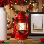 Hortsun 8pcs 8inch Red Vintage LED Hurricane Lantern Battery Operated Lamp - Image 5