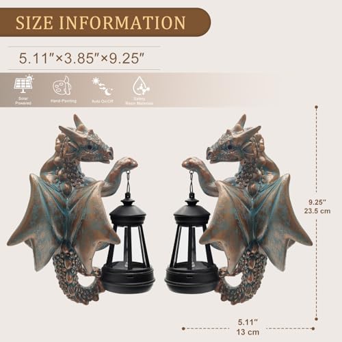 Solar Dragon Tree Decor Outdoor, Hanging Dragon Statue with Lantern - Image 2