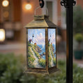 Solar Lantern Outdoor Waterproof Portland Head Lighthouse Scene Grassy Ocean Side Peninsula Sail Boat Garden Decor LED Solar Lights Hanging/Tabletop Lamp Gifts for Women Mom for Outside Yard Patio by DERUINVAIO