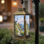 Solar Lantern Outdoor Waterproof Portland Head Lighthouse Scene Grassy Ocean Side Peninsula Sail Boat Garden Decor LED Solar Lights Hanging/Tabletop Lamp Gifts for Women Mom for Outside Yard Patio by DERUINVAIO
