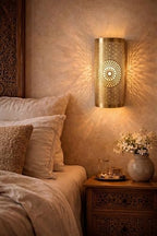 Moroccan Brass Wall Lamp Sconce Home Decor, Handmade Lighting Copper Metal Lights Turkish Lamp, Ramadan Candle Lantern, Candle Holder, Indoor Outdoor, Patio, Porch, Shelf, Garden (Solar) - Image 5