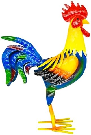 MACLARONX Metal Rooster Yard Art Outdoor Garden Decor Roosters Chicken Statue Decorations for Kitchen Home Lawn Patio, Multicolor by VisttheMaclaronx%C2%AE