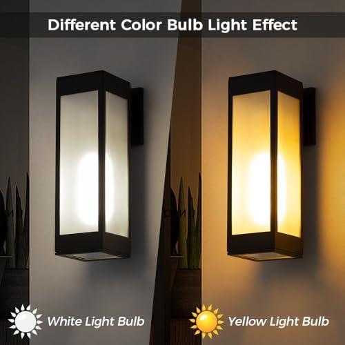 Cerdeco 13" Black Modern Outdoor Wall Sconce with 3 Side Frosted Glass - Image 4