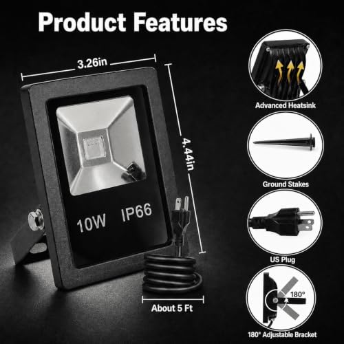 T-SUN 5 Pack 10W Christmas Led Mini Flood Light Outdoor with Color Changing - Image 7