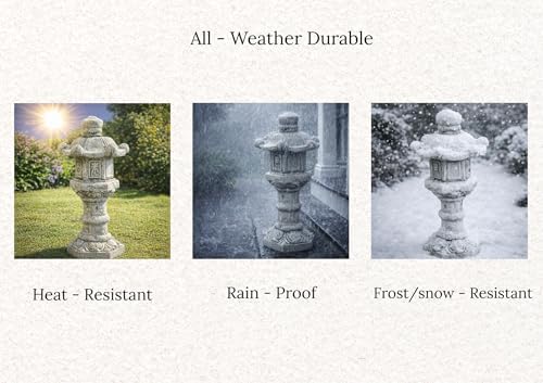 Asian Pagoda Statue Oriental Lantern Outdoor Sculpture Garden Figurine Painted Zen Ornament Japanese Pagoda Figure Yard Decoration Concrete Statuary Lawn Art - Image 5