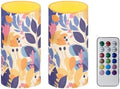 Eucalyptus Leaves Flameless Candles Colorful Battery Operated LED Candles with Color Changing Timer Remote Control Plastic Pillar Lights for Home Party Decor by Merkmak