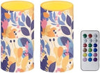 Eucalyptus Leaves Flameless Candles Colorful Battery Operated LED Candles with Color Changing Timer Remote Control Plastic Pillar Lights for Home Party Decor by Merkmak