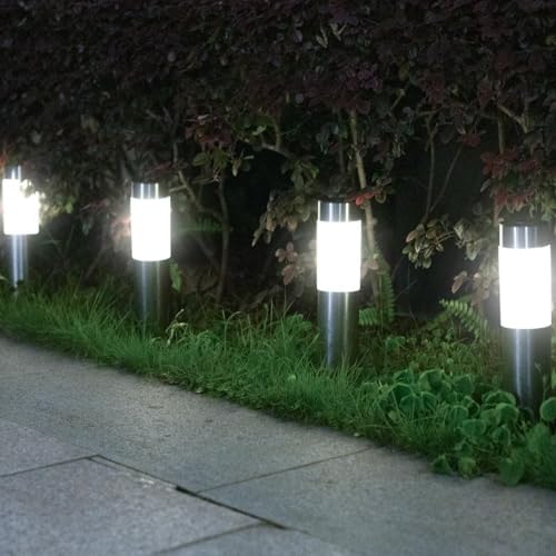 8 Pack Solar Pathway Lights Outdoor, Solar Walkway Lights with Polished Stainless Steel Layer, IP45 Waterproof Outdoor Solar Lights for Garden Yard Landscape Driveway Patio Deco - Image 2
