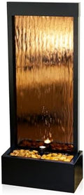 Alpine Corporation 48" Tall Indoor Modern Wall Mounted Zen Mirror Waterfall Floor Fountain with Stones and LED Lights Decor for Office, Living Room, Entryway, Bronze by Unknown