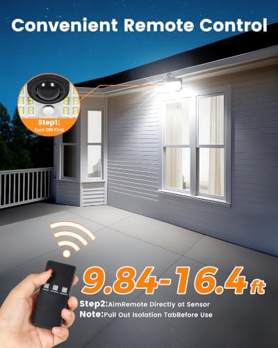 LUHLEE Hook Installation Solar Outdoor Lights,Hanging Solar Lights for Fence,6000K 526LEDs Bright Motion Sensor Light with 270° Wide & 3 Modes and Remote for Yard,Patio,Garden (1) - Image 6