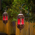 Moroccan Hanging Candle Lanterns, 2Pcs Metal Tea Light Holders, Moroccan Lantern for Living Room Balcony Patio Halloween Christmas Decorations - Image 4