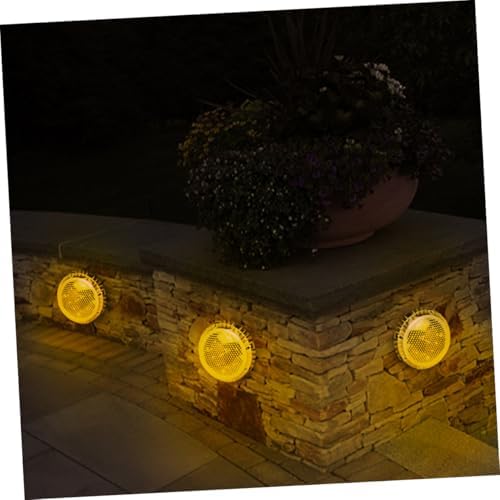 SEWACC 4pcs Warm Light LED Solar Ground Lawn Lamps Outdoor Solar-Powered Landscape Disc Lights for Garden Pathway Patio In-ground Lighting - Image 2