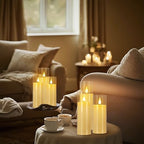 YOROXRG Flickering Flameless Candles Battery Operated with Remote,Led Pillar Candles with Realistic Moving Wick Candles for Halloween,Christmas,Home Decor Pack of 24 (D2.2 xH 5" 6" 7")(Ivory) - Image 5
