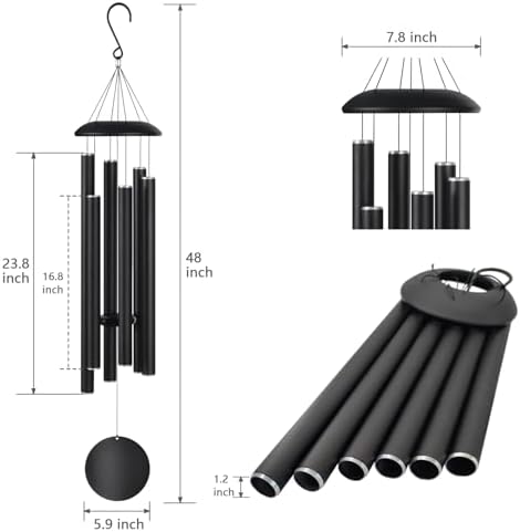 Suntimber Extra Large Wind Chimes for Outside Deep Tone,(Black,48") - Image 2