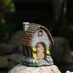Solar Garden House Statues Outdoor with Light Yard Resin Decoration - Image 6