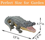 13" Real Crocodile Statue, Outdoor Lawn Crocodile Sculpture,Garden Sculptures & Statues Ornament, Pond Animal Statues, Crocodile Decor Perfect for Home Garden, Patio, Backyard - Image 3