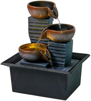 Zen-Style Stacked Bowl Tabletop Fountain, 4Th Floor Compact Circulating Water Feature,Modern and Minimalist,Suitable for Indoor and Outdoor Decor by Whiskeyglassdecanter