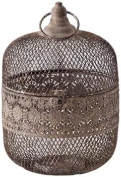 Moroccan Style Metal Mesh Candle Holder with Ring Handle by Unknown