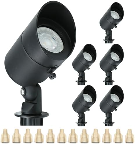 Lumina Lighting® 4W Landscape Lighting 12V Landscape Lights Low Voltage Landscape Spotlights Warm White Waterproof Outdoor Replaceable LED Bulb for Garden, Lawn, Porch, Patio and Yard (Black, 6-Pack) by LuminaLighting%C2%AE