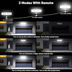 MDCMDCM Solar Motion Lights Outdoor - with 16.4ft Cable, 3000LM LED Security Lights for Outside Dusk to Dawn, IP65 Waterproof Flood Lights with Remote for Court Yard Garage Front Door - Image 4