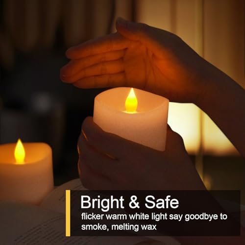 Flickering Flameless LED Candles Battery Operated Candle 2AA 600 Hours White 3x3 inch Set of 3 Real Wax Pillar Candles with Remote and Timer Halloween Christmas Holiday and Wedding - Image 4