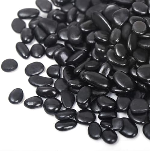 10LB Black Pebbles for Indoor Plants, 3/8 Inch Polished Small Rocks by Calofulston