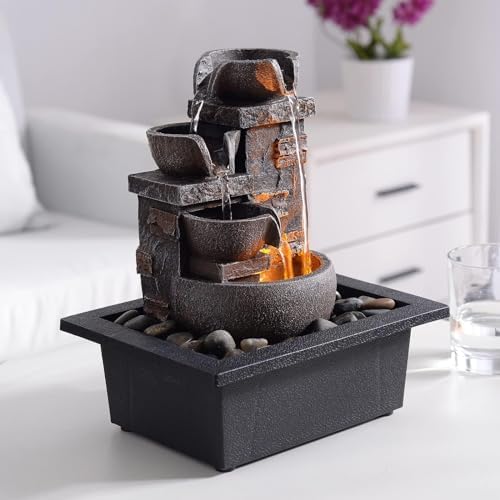 Kalona Tabletop Water Fountain, Indoor Waterfall with Resin Rock Design - Image 2