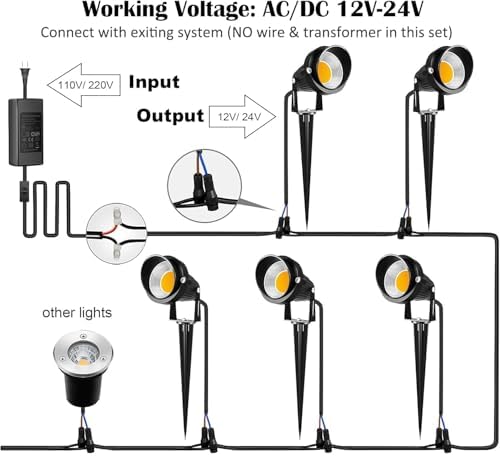 ZUCKEO 10W Low Voltage Landscape Lights LED Landscape Lighting with Connectors, 12V Outdoor Spotlights Yard Garden Pathway Lights, 1000LM Waterproof Warm White Light (14 Pack) - Image 5