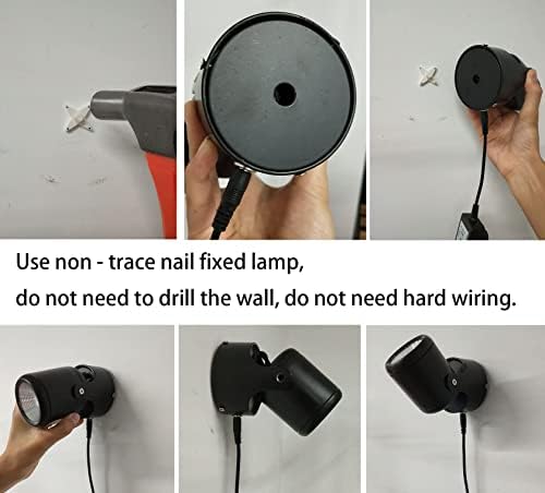 Kiven LED Smart Timer Black Foot Pedal Push Switch Mini Accent uplight Color Changing Wall Light Stepless Dimming with Intelligent Remote Control & Non-Trace Nail for Living Room-B - Image 6