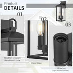 Darkaway Outdoor Wall Lights for House,2pcs Exterior Lighting Fixtures Wall Mount Porch Lights Waterproof Outdoor Sconce Lights with Clear Glass for Patio Hallway Garage E12 Socket - Image 3