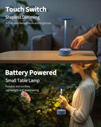 PUSU Rechargeable Table Lamps Set of 2, Blue Cordless Portable Desk Lamp - Image 4
