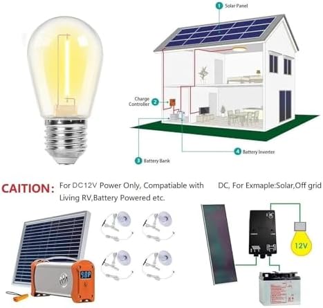 220v,E27,12V Low Voltage S14 LED Replacement Edison Bulb 1W Plastic E26/E27 Outdoor Shatterproof Solar String Light Bulbs for RV Camper Marine - Image 3
