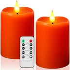 Retisee Flameless LED Candles Real Wax, 2 Pcs, Orange, 3 x 4 in by Retisee
