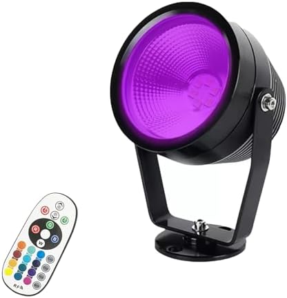 RGBW Outdoor Landscape Spotlight, IP67 Waterproof LED Garden Light with Remote Control, 16 Colors & 4 Dynamic Modes, Dimmable 270° Adjustable Yard Spot Light for Tree, Patio, Holiday Decor (Black) by Unknown