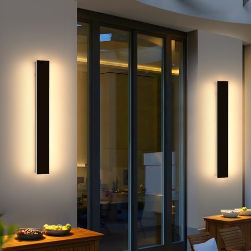 2 Pack 31.4inch Modern Exterior Wall Lights, 3000K Warm White, Outdoor Wall Mount Linear Sconces, 31W, IP65 Waterproof Minimalist Strip Led Lighting for House, Porch, Garage, Garden - Image 6