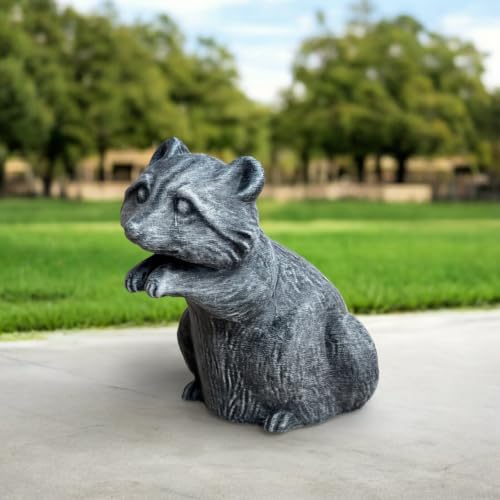 OLOMA Realistic Raccoon Stone Garden Statue Handmade Coon Concrete Outdoor Animal Sculpture Cement Yard Ornament Lawn Patio Porch Flower Bed Rustic Wildlife Decor Animal Lover Gift - Image 4