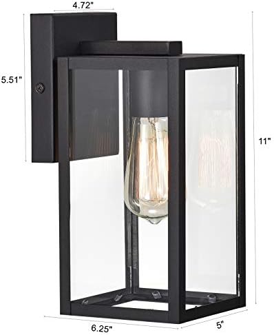 MICSIU 2 Pack 11“ Textured Black Modern Farmhouse Outdoor Light Fixture - Image 2
