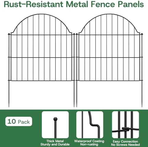 Garden Fence Panels, 24in H x 19.36ft L, 10 Panels Rust-Resistant Decorative Garden Fence, No Dig Small Garden Fence, Animal Barrier Fence for Garden Yard Flower Bed Patio Outdoor - Image 4