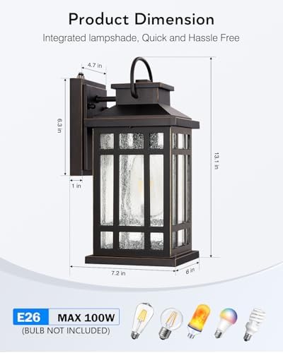 ORB Dusk to Dawn Outdoor Lighting, Oil Rubbed Bronze Exterior Light Fixtures, 100% Aluminum Anti-Rust Waterproof Modern Outside Lights for House, Porch, Garage, Front Door, Easy-to-Install - Image 6