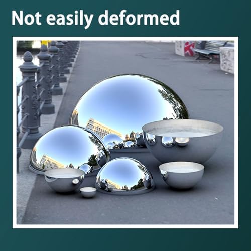1 Piece Silver Stainless Steel Half Sphere Gazing Ball - Mirror Polished Hollow Hemisphere for Garden Gate, Stair Handrails, and Shopping Mall Wall Decoration(Size:8.66in/22cm) - Image 2