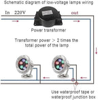 LED Underwater Pond Light - RGB Submersible LED Pool Lights, IP68 Stainless Steel Pond Fountain Lamp, AC 24V Low Voltage Pool Lighting Lights, 360° Adjustable Angle - Image 7