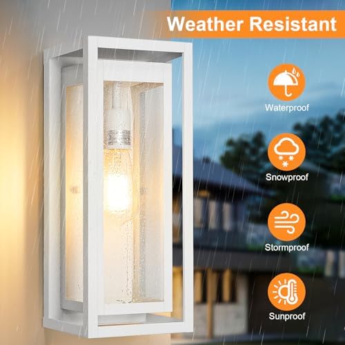 15" Outdoor Wall Lights, White Exterior Lighting Fixtures - Image 4