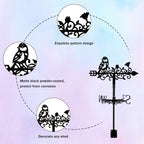 Bird and Vine Weathervane Metal Wind Vane Animal Garden Decoration Direction Sign Indicator Stake Mount Ornament for Farmhouse Yard Roof Outdoor - Image 4