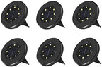 Solar Ground Lights 8 LED Disk Light Solar Powered Outdoor In-Ground Landscape Path Lights for Garden Lawn Yard Patio Driveway Walkway Pool Patio Deck Pathway,6 Pack,Warm White,Black Finish by KJingKeLai