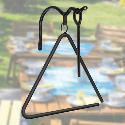 12-inch Triangle Dinner Bell with Hanger & Call Striker Ringer Outdoor Bell Wall Mounted Bell Metal Bell Wrought Iron Country Bell for Home Barn School Church Playground, Corrosion Resistance by Bzumperyz