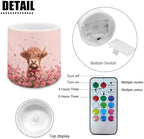Valentines Day Flickering Flameless Candles with Remote and Timer Battery Operated Candles Pink Rose Highland Cattle Print 4Pcs LED Pillar Tea Lights for Home Decor - Image 2