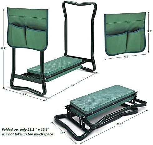 Garden Kneeler Seat Portable Garden Folding Seat EVA Foam Pad with Tool Bag Pouch - Image 2