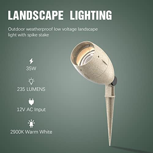 Low Voltage Landscape Spotlight 35W Flood Light Outdoor Sand Finish Light 235 Lumen 2900K Warm White Waterproof for Driveway, Yard, Lawn, Garden, Outdoor Lighting 8303-9606-01 - Image 4