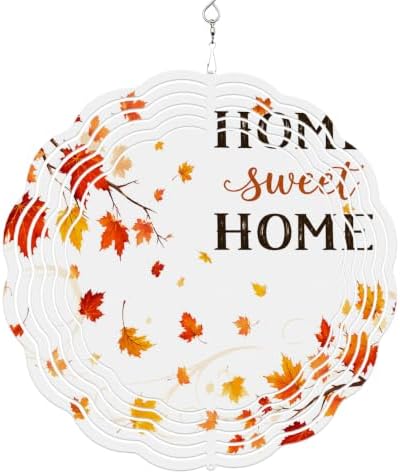 10 Inch Fall Maple Leaf Wind Spinner for Yard and Garden, Home Sweet Home Autumn Botanical Hanging Ornaments Outdoor 3D Kinetic Wind Sculpture Spinners Indoor Outdoor Patio Décor Ornaments Gift by Unknown